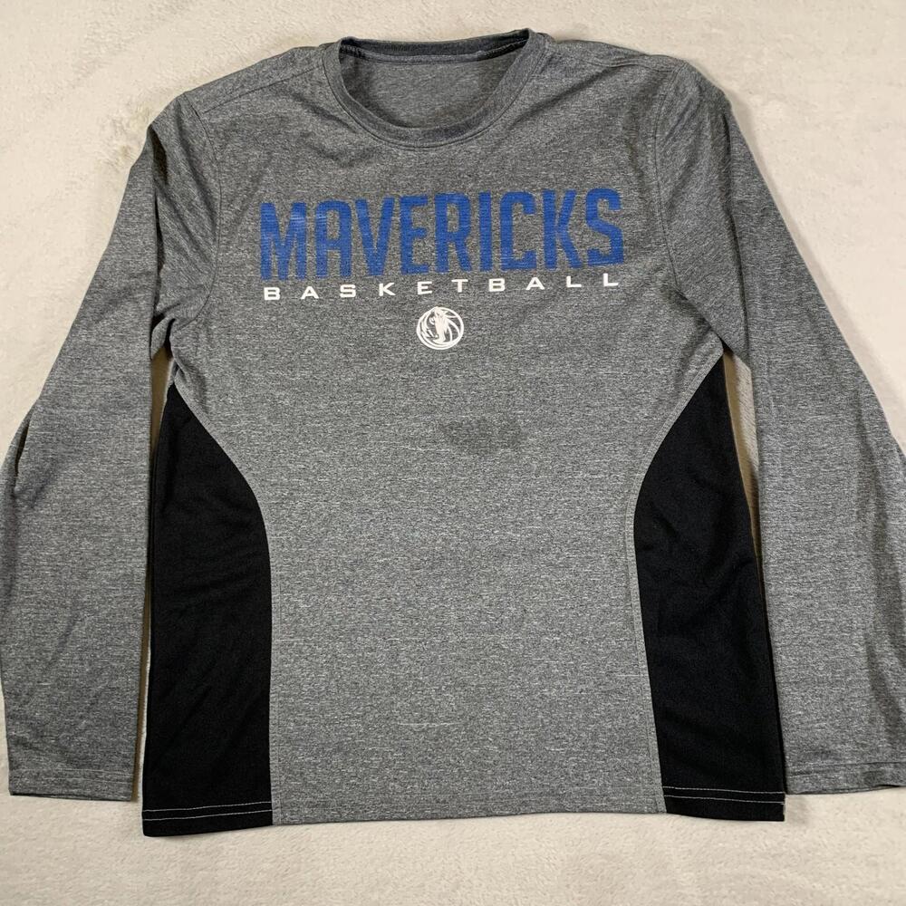 Dallas Mavericks‎ Shirt Mens Small Gray NBA Basketball Long Sleeve Polyester